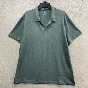 Bonobos Linen Polo Shirt Sage Green Solid Pullover V-Neck Collared Men’s Size XL